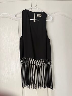 Show Me Your Mumu Black Fringe Tank Top